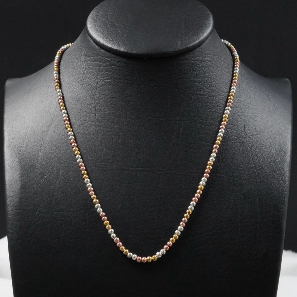 COLLAR 3 OROS BOLAS SEGUIDAS RODIO PEQUE